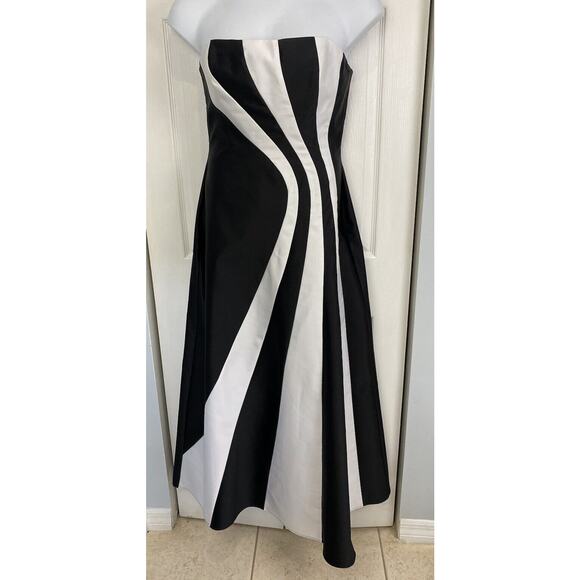 Vintage Cache Black Dress Maxi Gown 90s Y2k Strapless Black White Size 12 USA - Picture 1 of 10